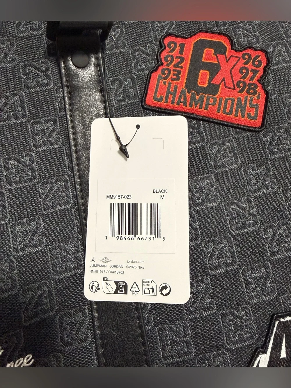 Nike Jordan Monogram Champion Luxury 25L Duffle Bag Black MM9157-023 Size Medium